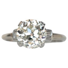 1920s Art Deco 3.04 Carat GIA Certified Old European Cut Diamond Ring