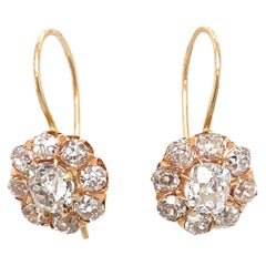 1920er Jahre Art Deco 3,50 Karat Diamant-Tropfen-Ohrringe aus 18 Karat Gelbgold