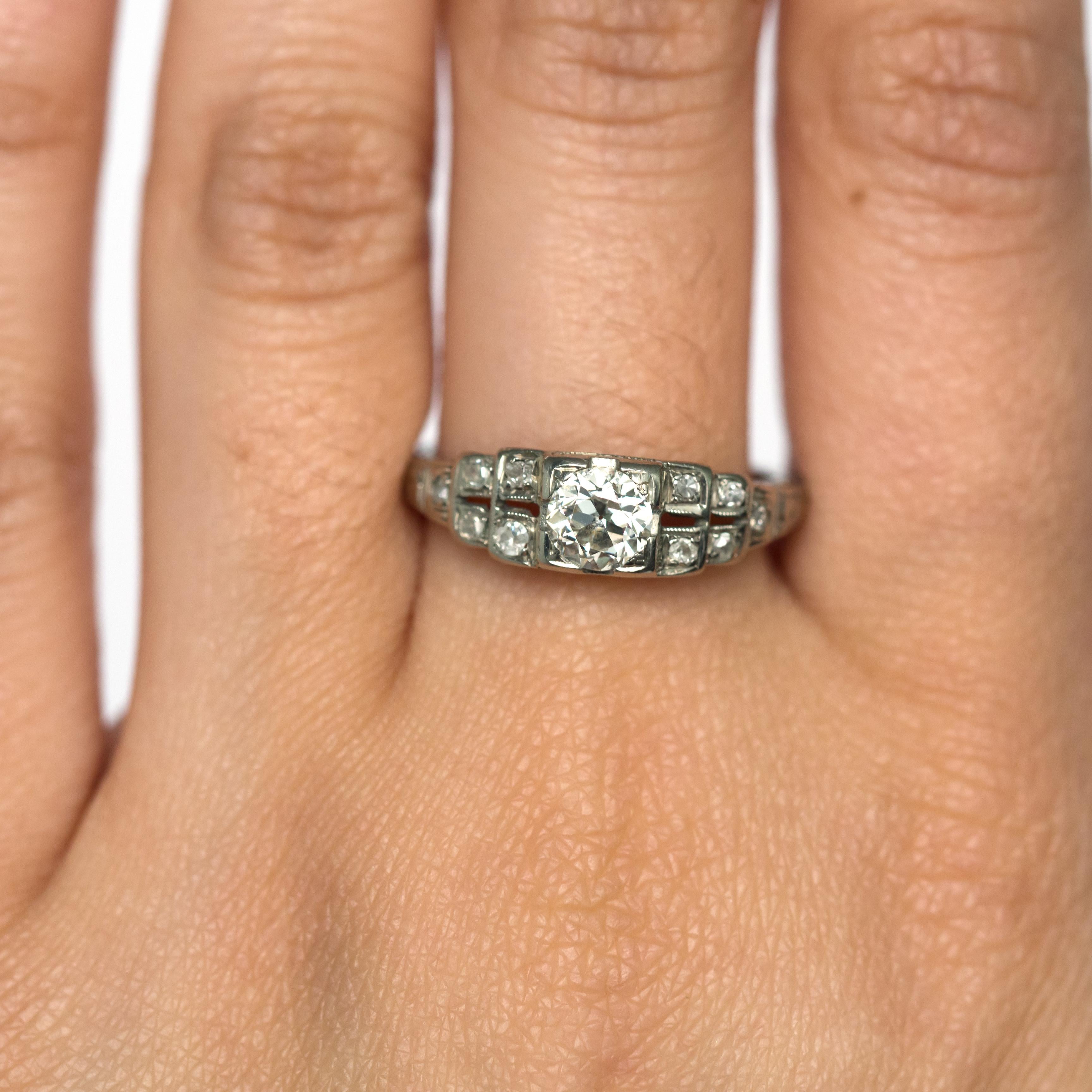 Old European Cut 1920s Art Deco .45 Carat Old European Brilliant Cut Diamond Engagement Ring For Sale