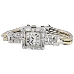 Antique 1920s Art Deco 5.86 Carat Diamond Ladies Platinum Watch