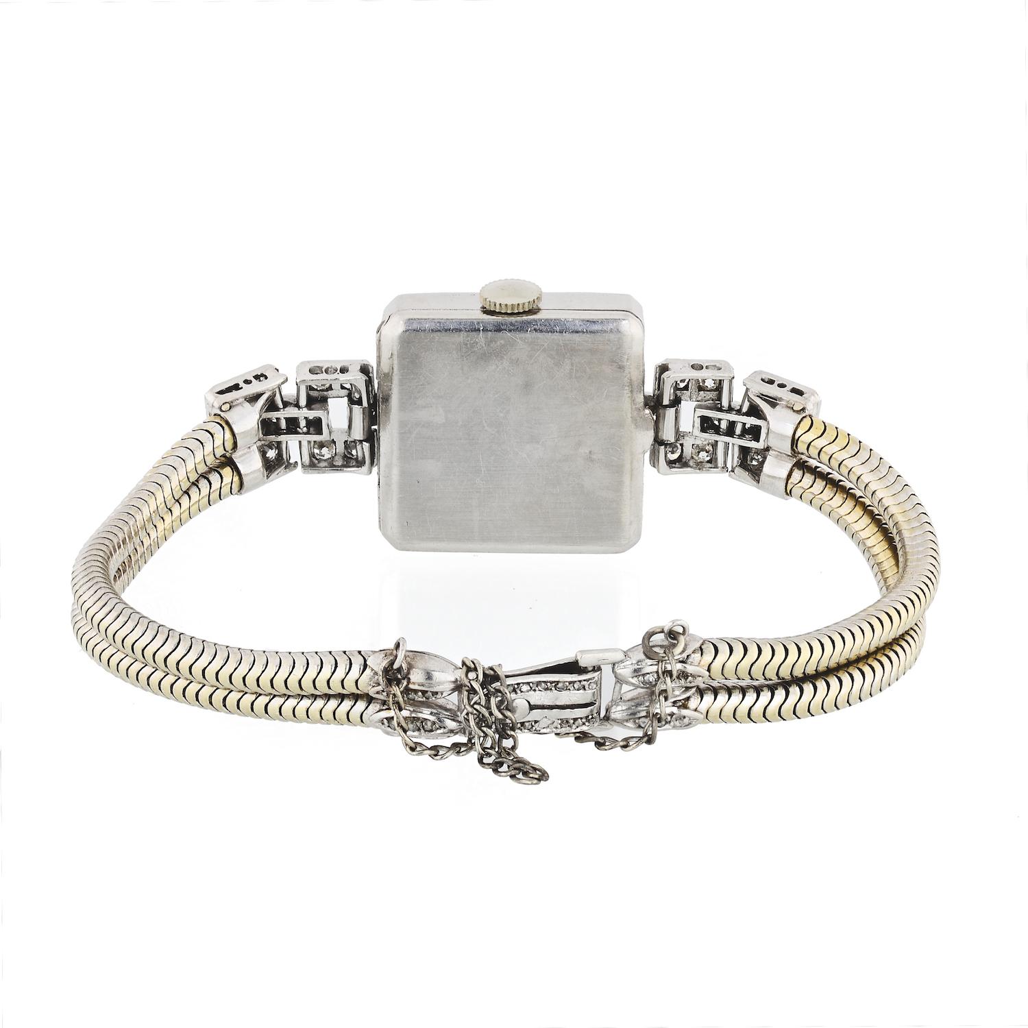 1920er Jahre Art Deco 5,86 Karat Diamant Damen-Platin-Uhr (Art déco)