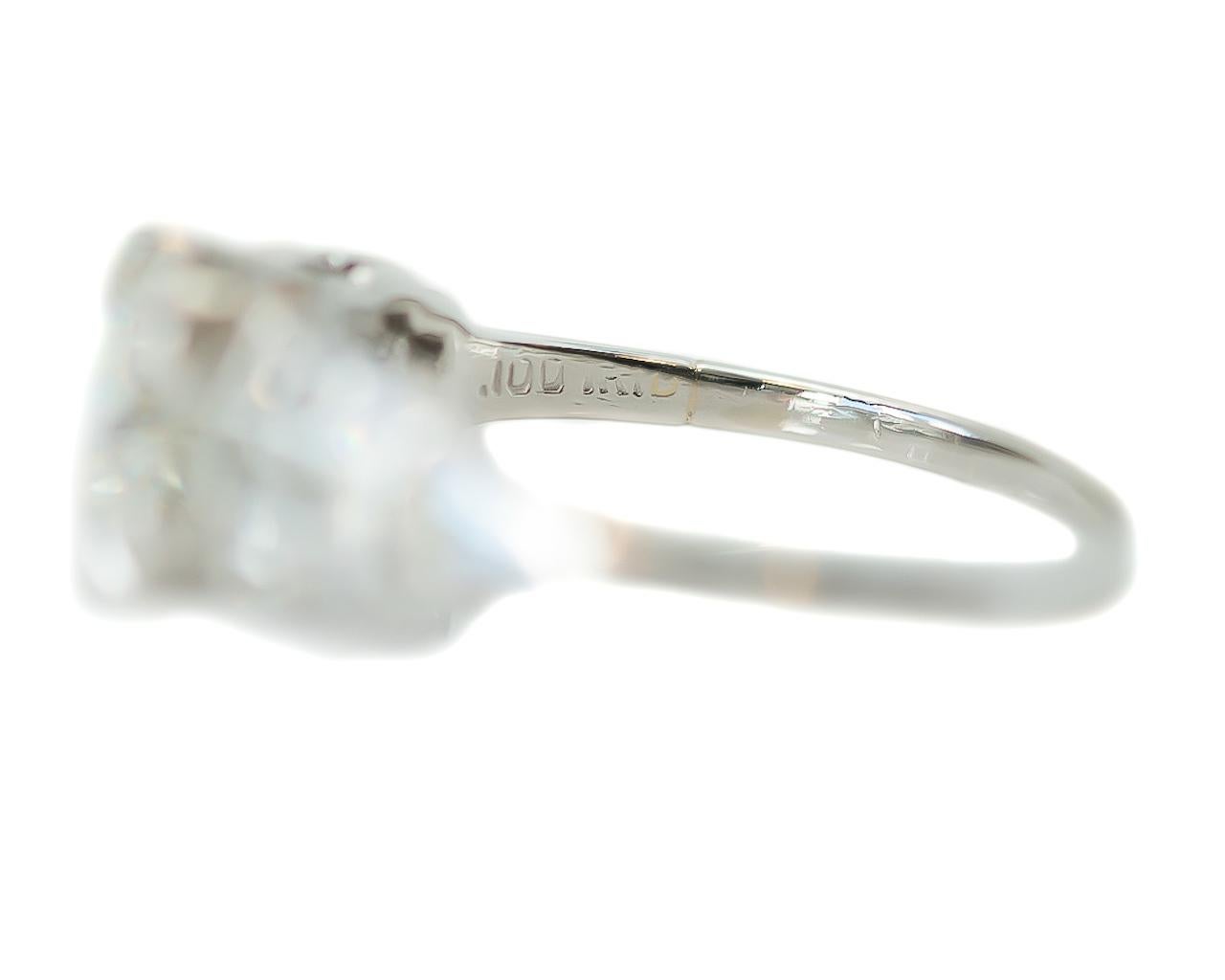 1920s Art Deco .90 Carat Old European Diamond Platinum Engagement Ring 1