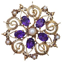 pendentif broche en améthyste et perle Art déco des années 1920