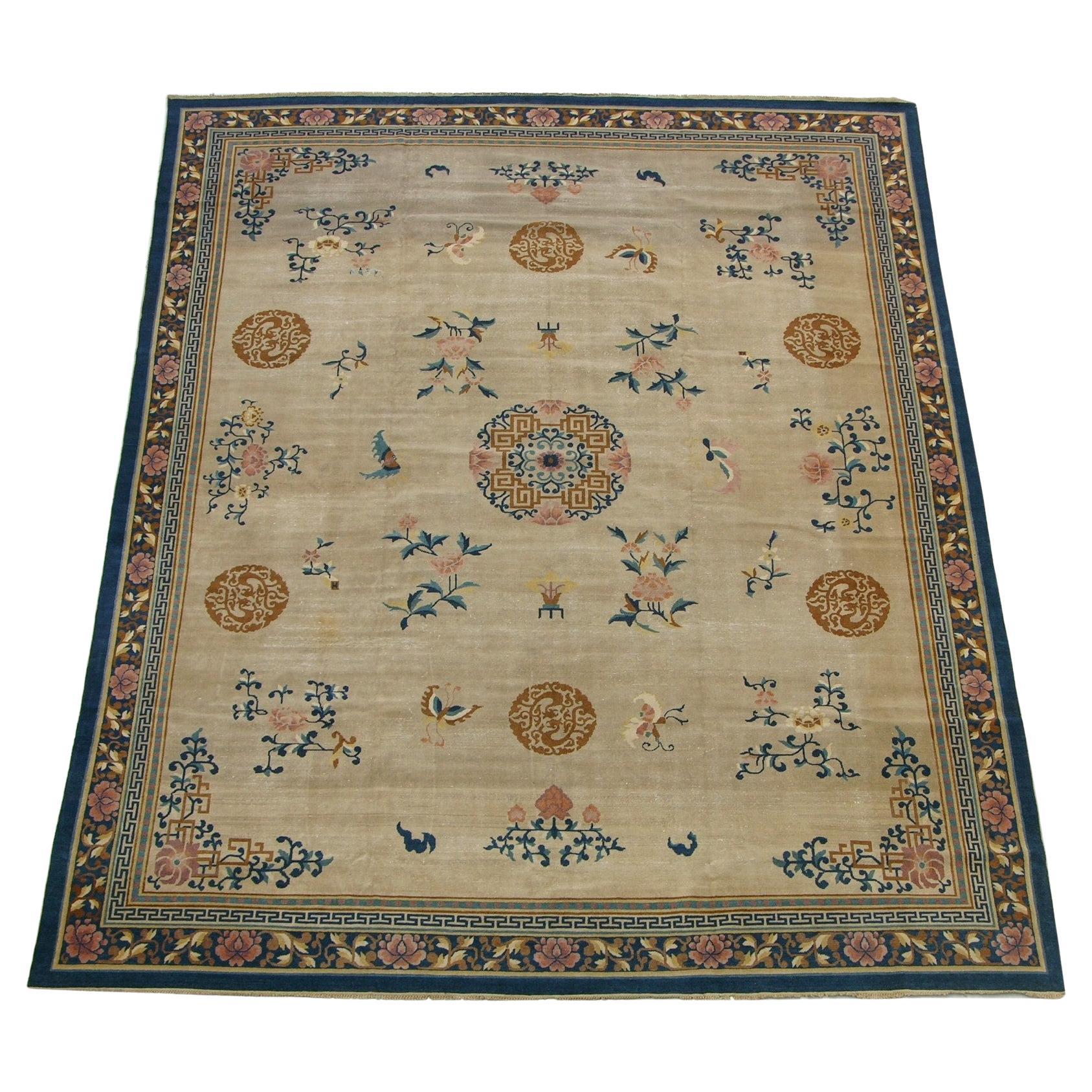 1920s Art Deco Antique Chinese Rug For Sale