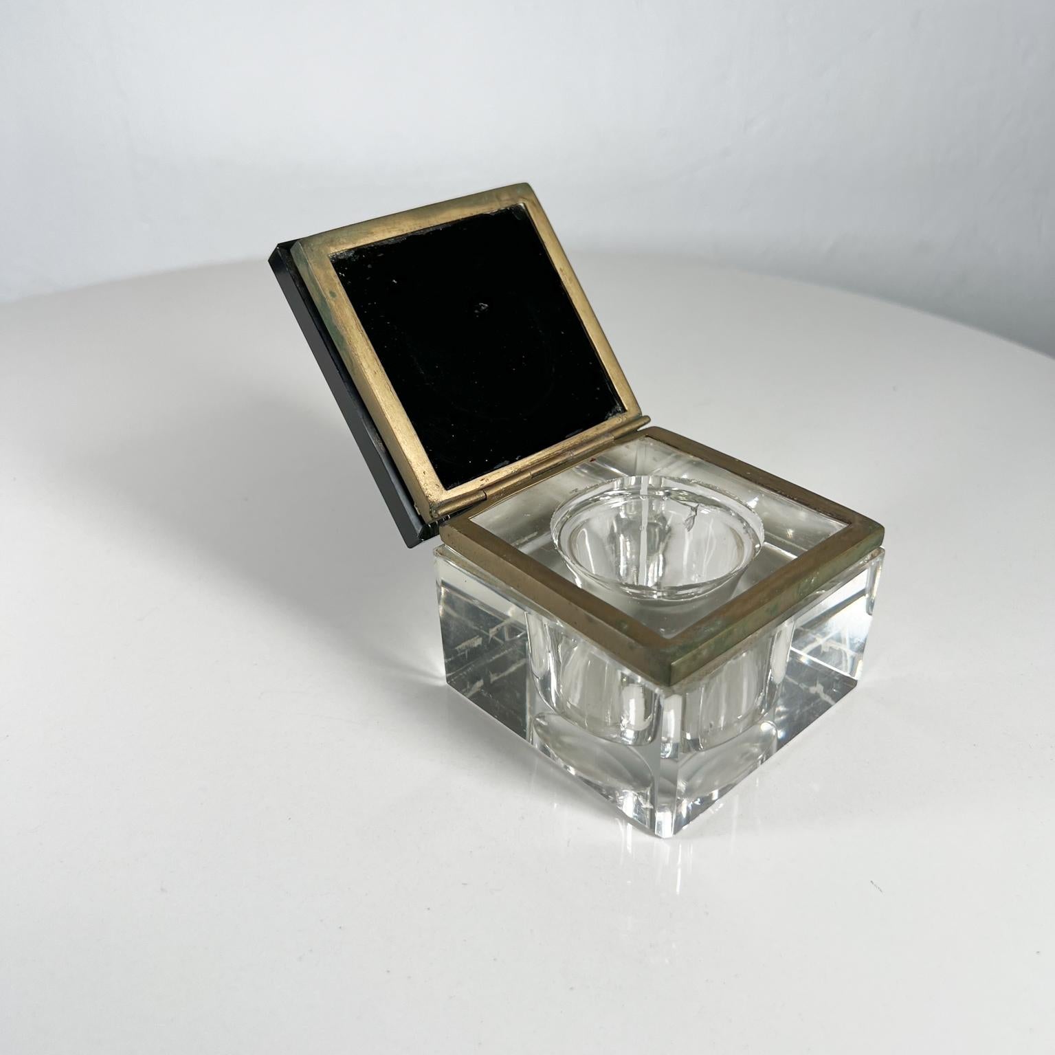 1920s Art Deco Antique Square Glass Ink Well For Sale 1