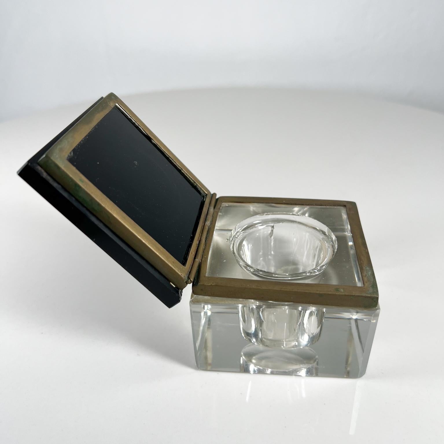 1920s Art Deco Antique Square Glass Ink Well For Sale 2