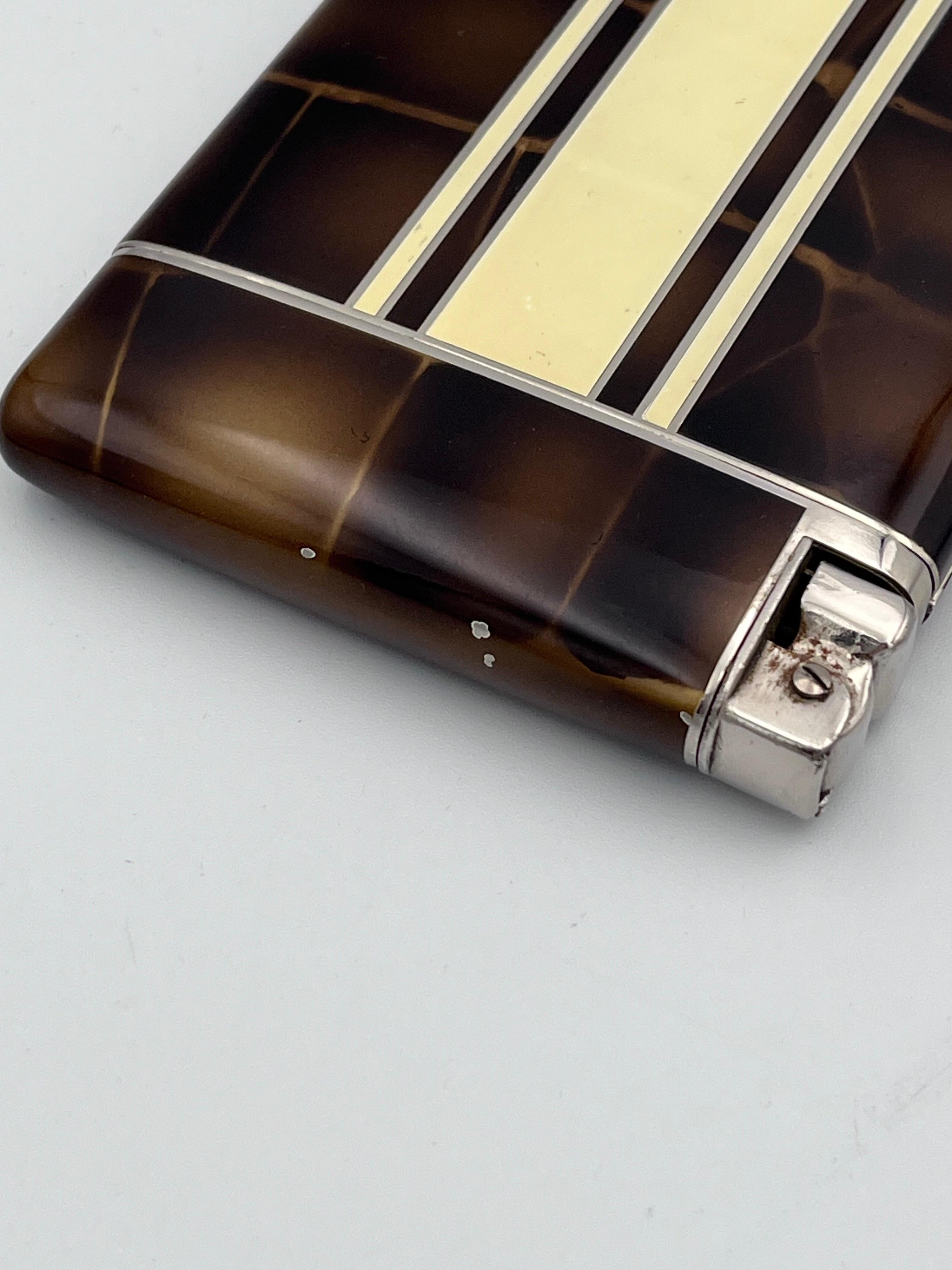 1920's Art Deco Austria Cigarette Case & Lighter Crocodile Design & Original Box For Sale 5