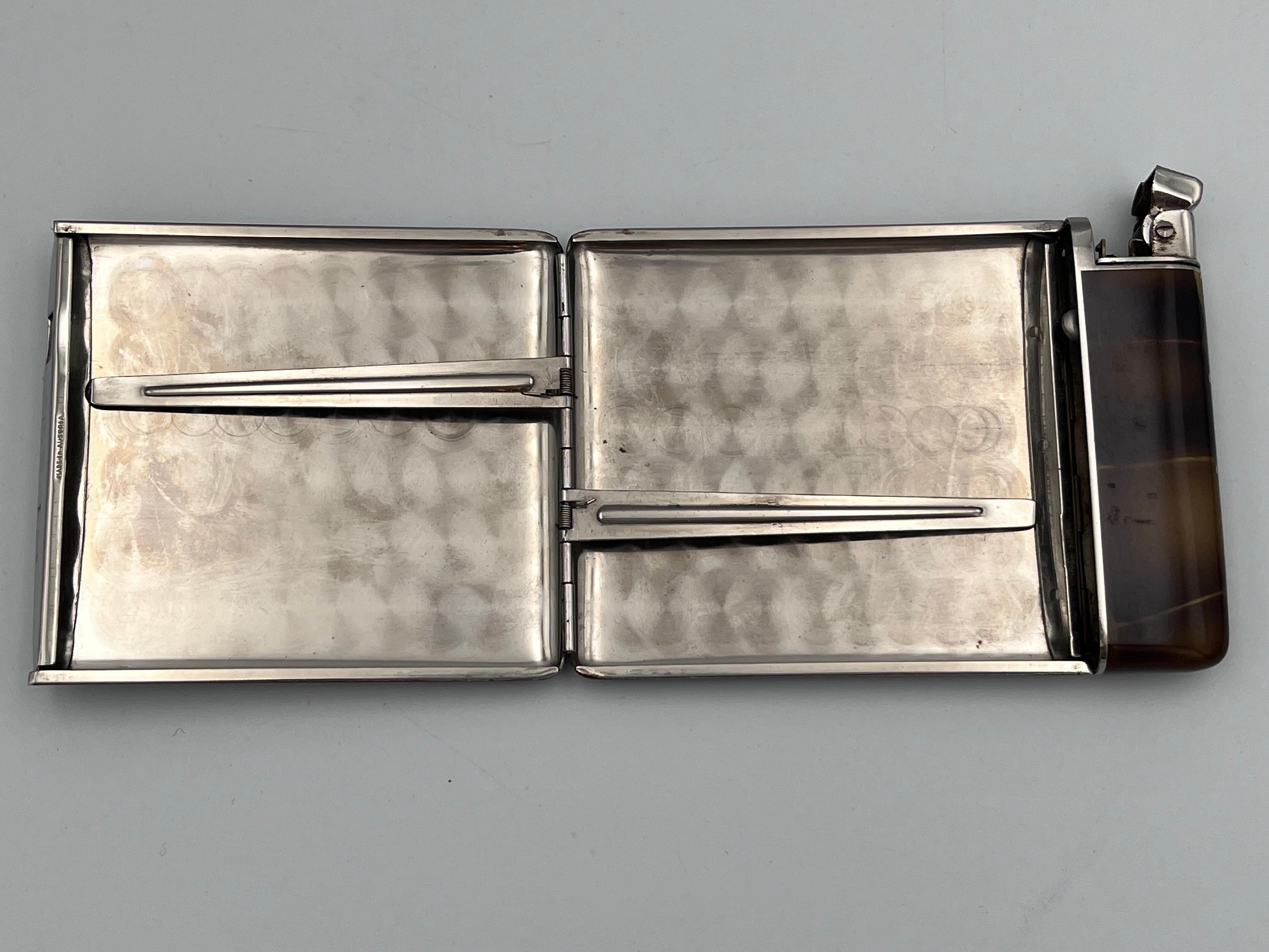 1920's Art Deco Austria Cigarette Case & Lighter Crocodile Design & Original Box For Sale 1
