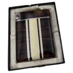 1920's Art Deco Austria Cigarette Case & Lighter Crocodile Design & Original Box