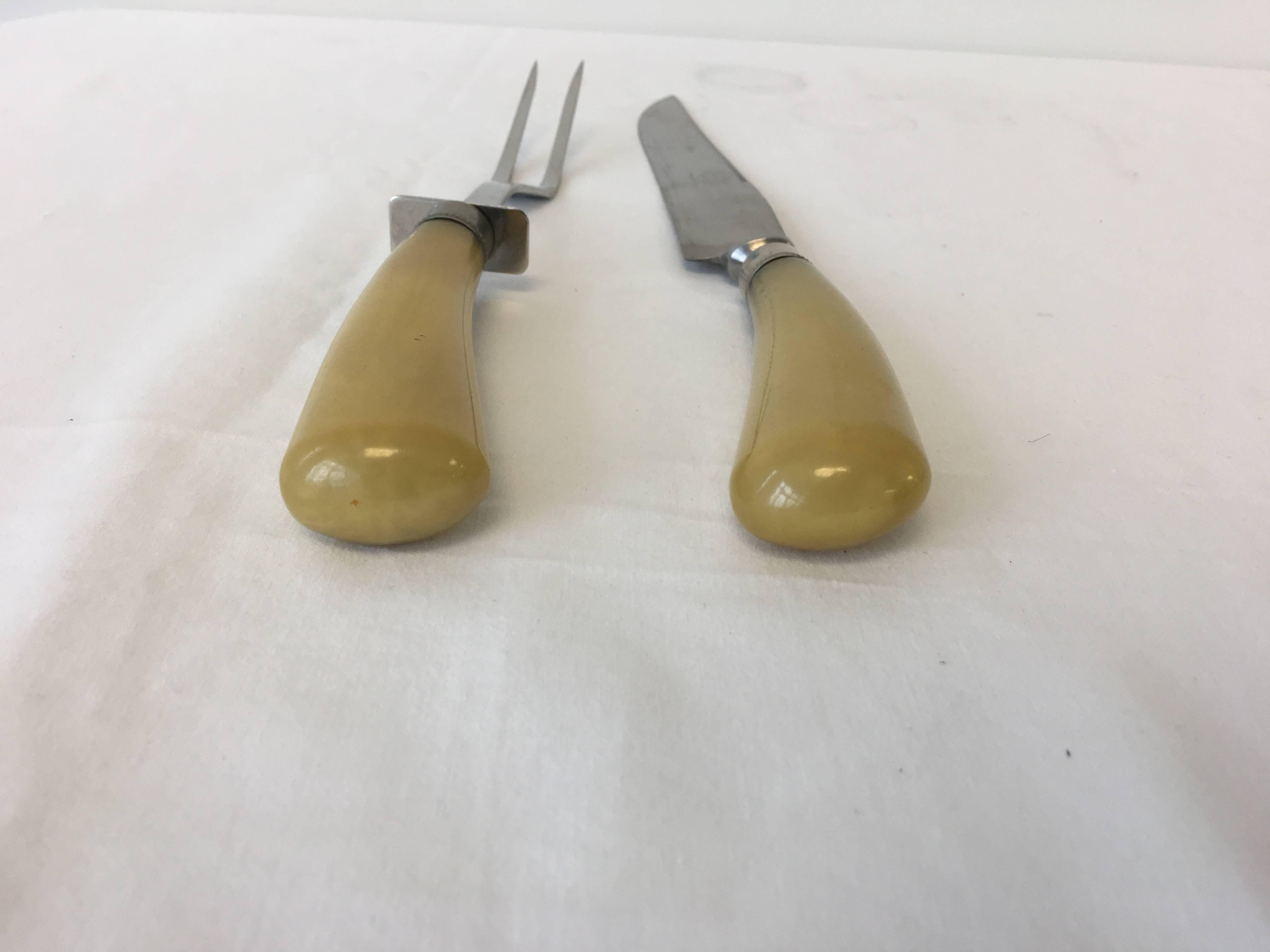 1920s Art Deco Bakelite Carving Set In Good Condition For Sale In Richmond, VA