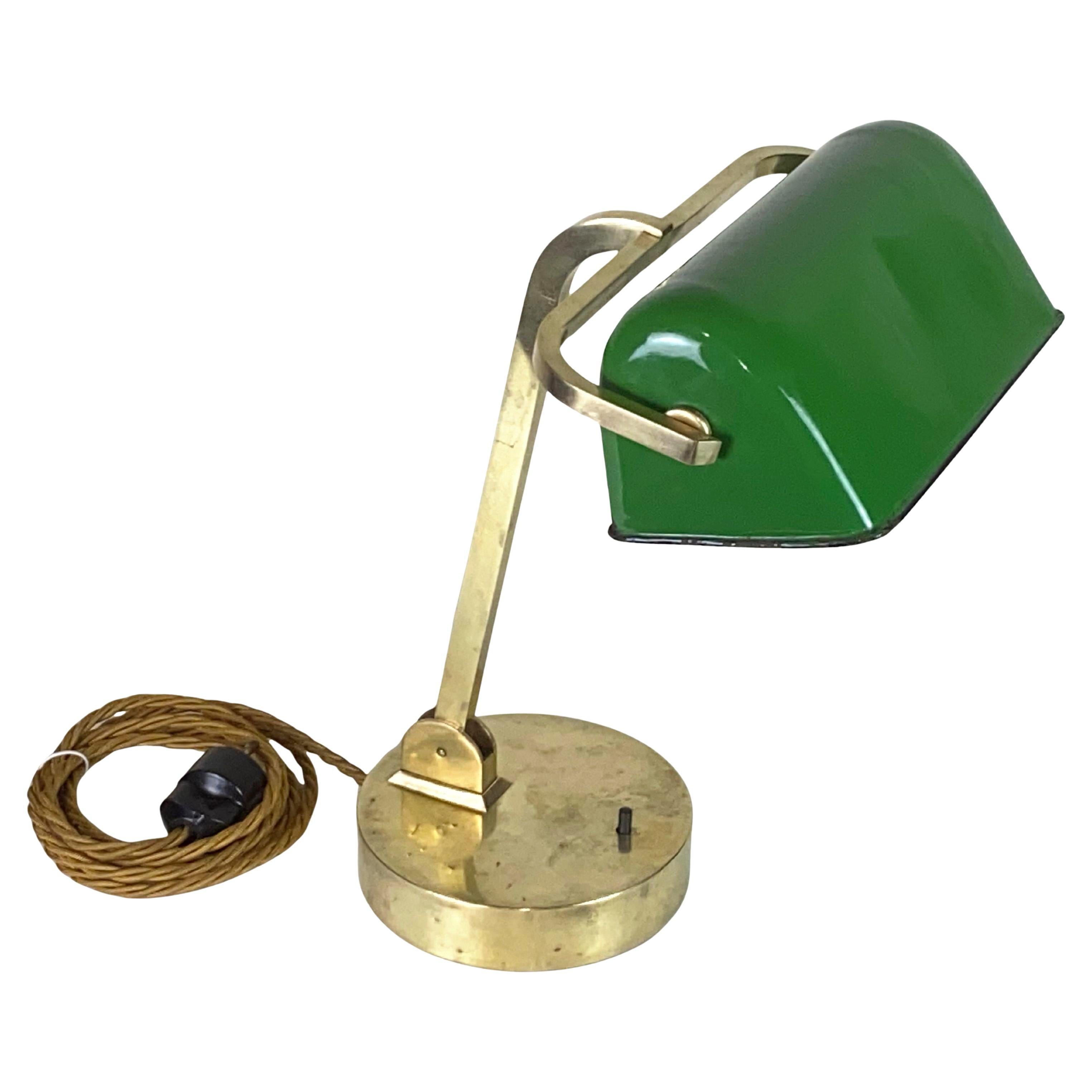1920's Art Deco Banker Table Lamp , Czechoslovakia For Sale