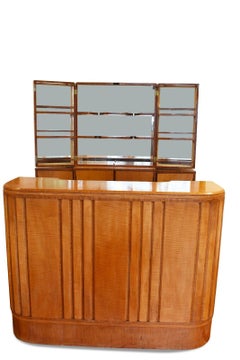 1920s Art Deco Bar Drinks Cabinet Maple Wood