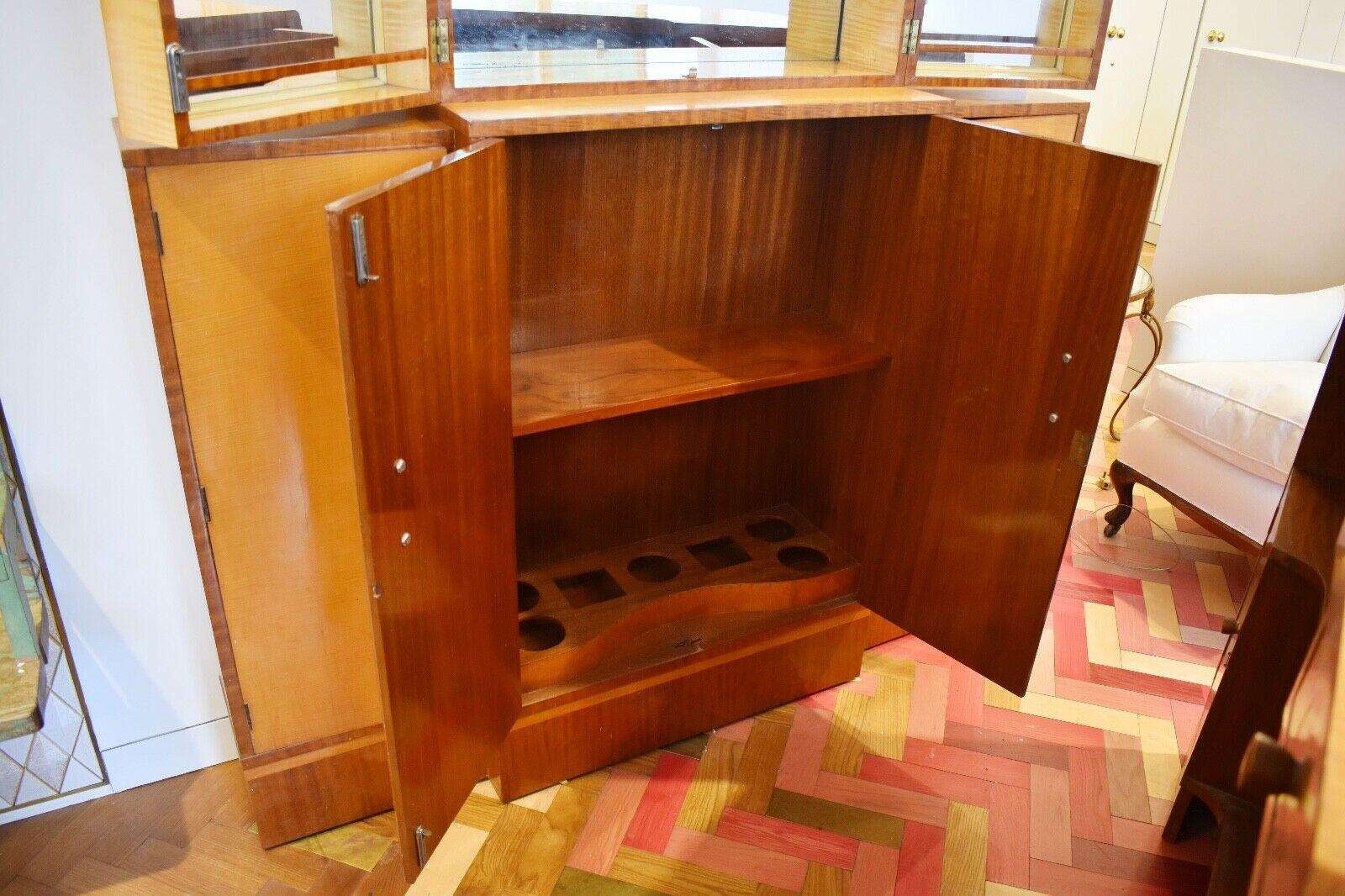 Unknown 1920s Art Deco Bar Drinks Cabinet Maple Wood