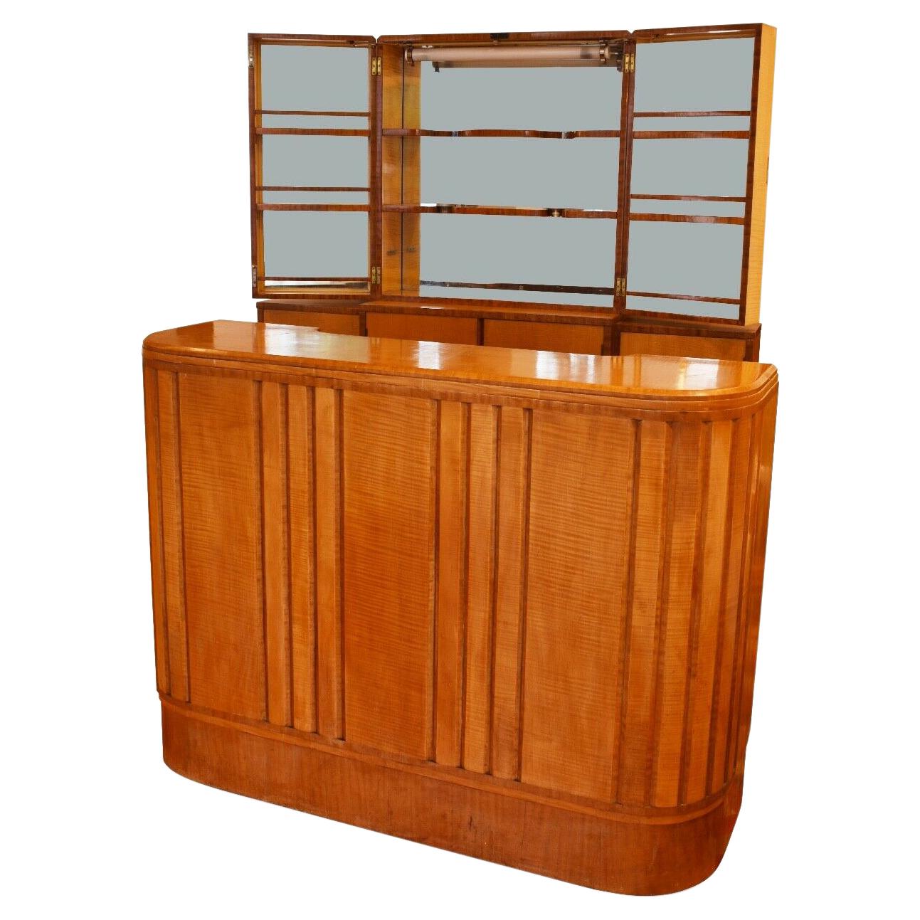 1920s Art Deco Bar Drinks Cabinet Maple Wood