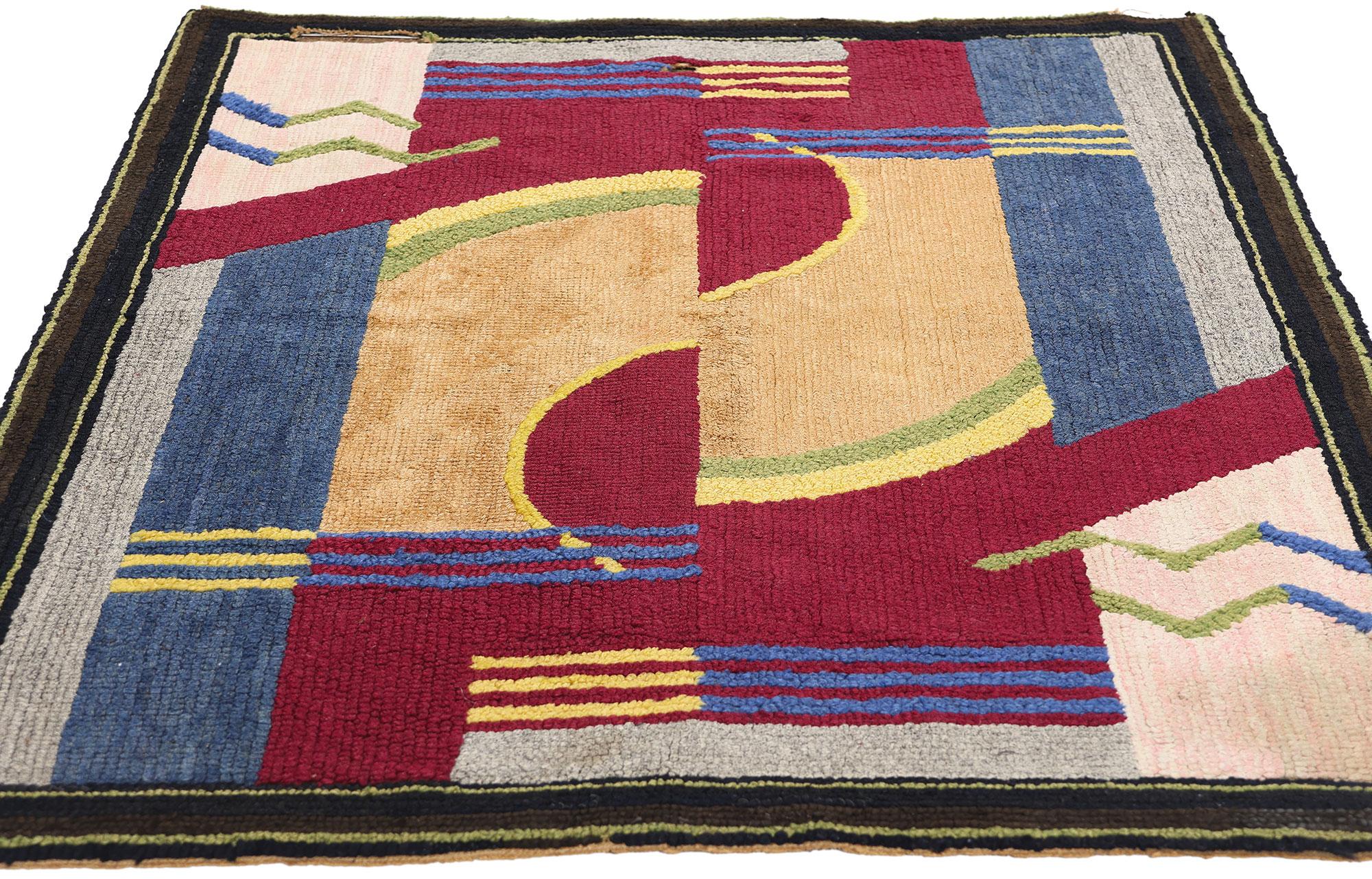 Alfombra de gancho americana Art Decó Bauhaus de 1920 Estadounidense en venta