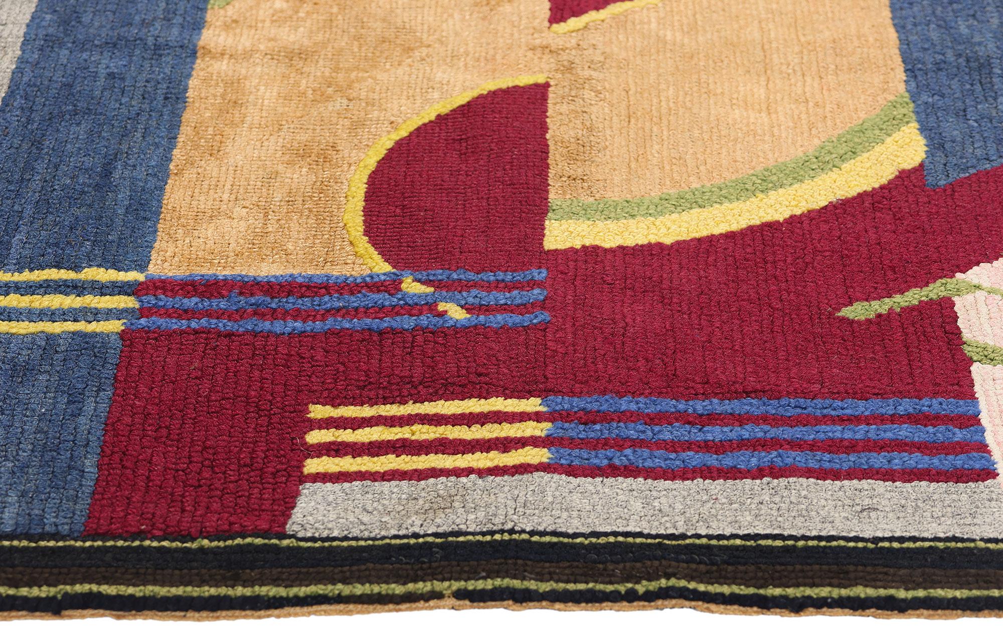 Alfombra de gancho americana Art Decó Bauhaus de 1920 Hecho a mano en venta