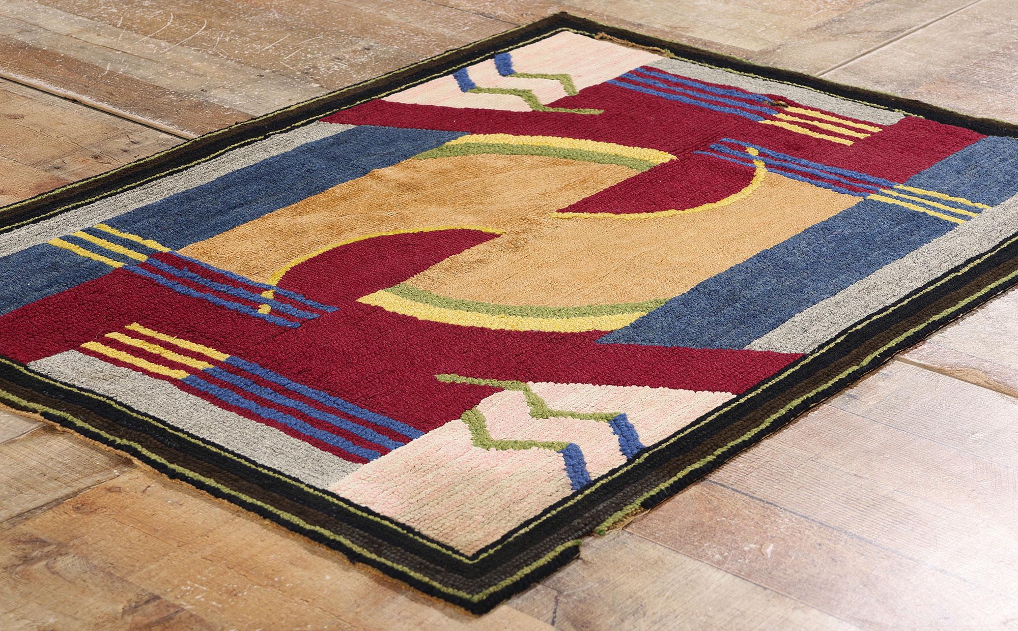Alfombra de gancho americana Art Decó Bauhaus de 1920 Lana en venta