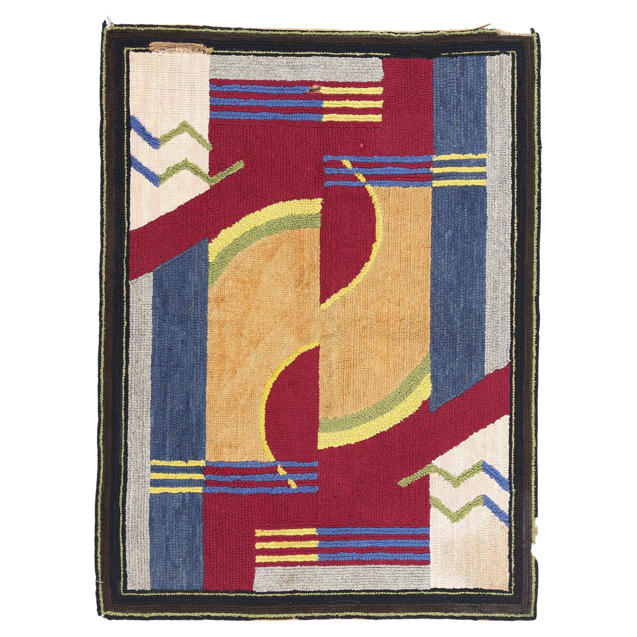 Alfombra de gancho americana Art Decó Bauhaus de 1920