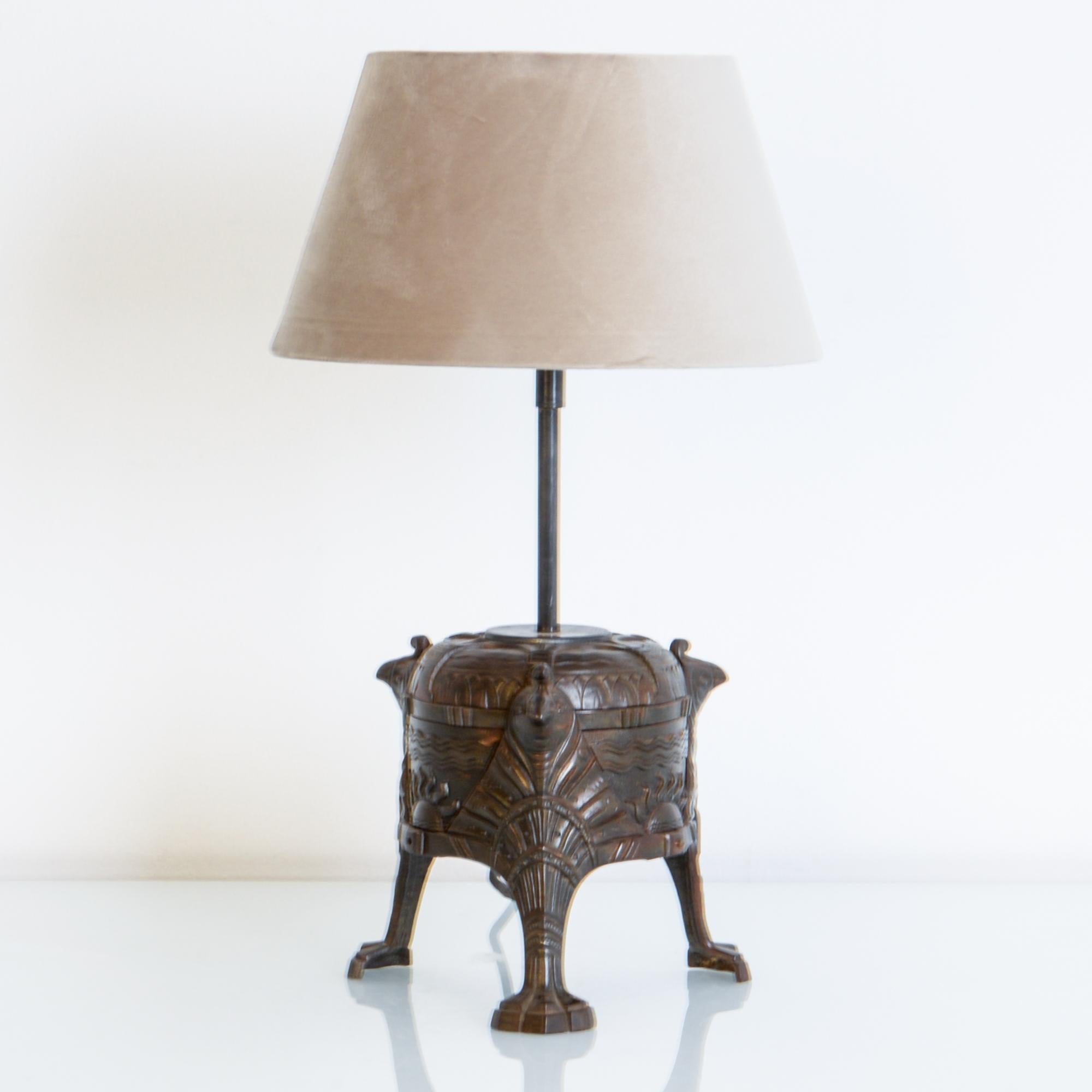 1920s Art Deco Berlin Iron Table Lamp In Good Condition In High Point, NC