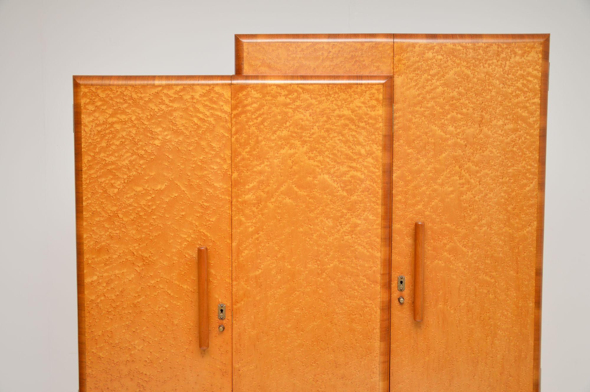 1920's Art Deco Birds Eye Maple Wardrobe For Sale 1