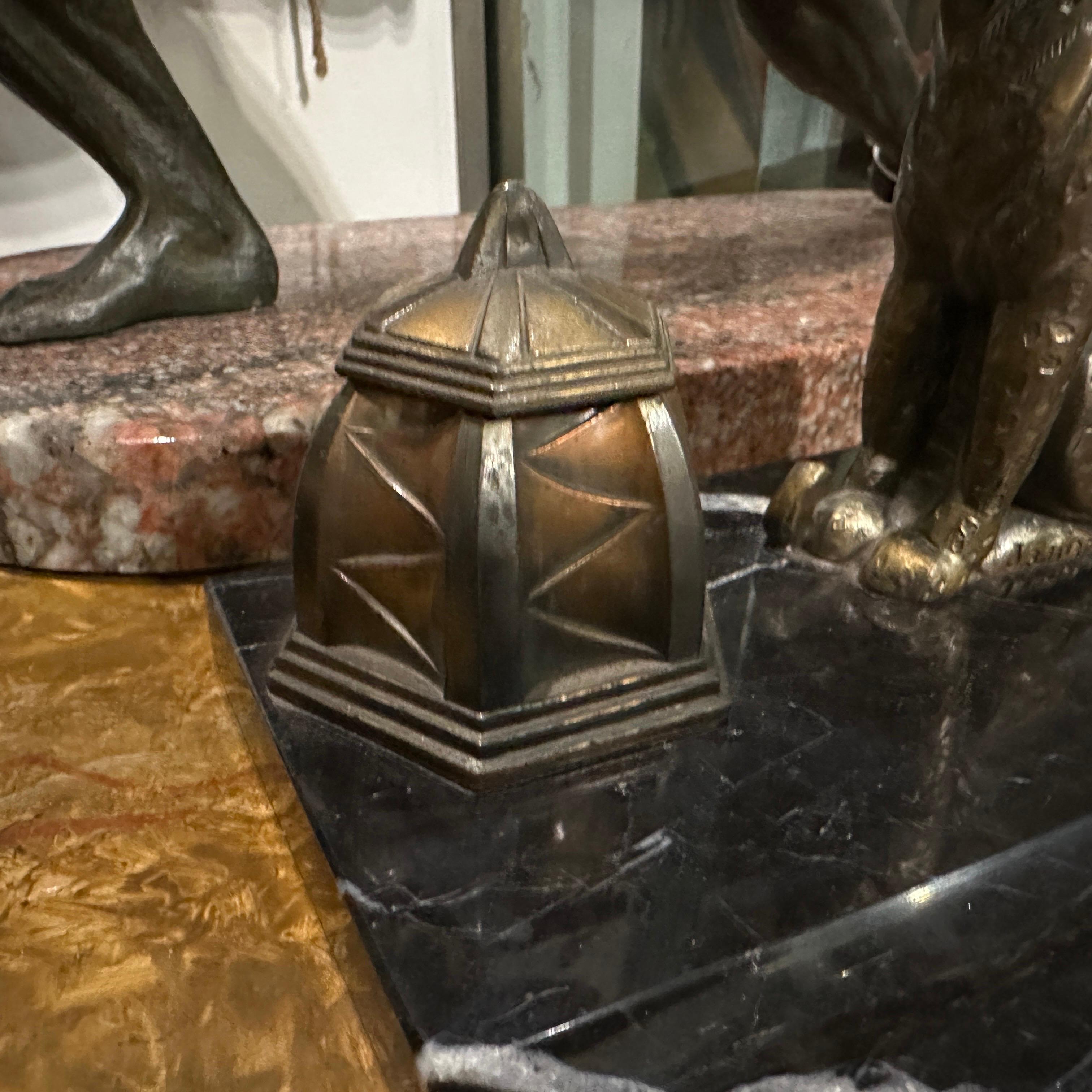 1920s Art Deco Black and White Marble and Metal French Inkwell For Sale 1