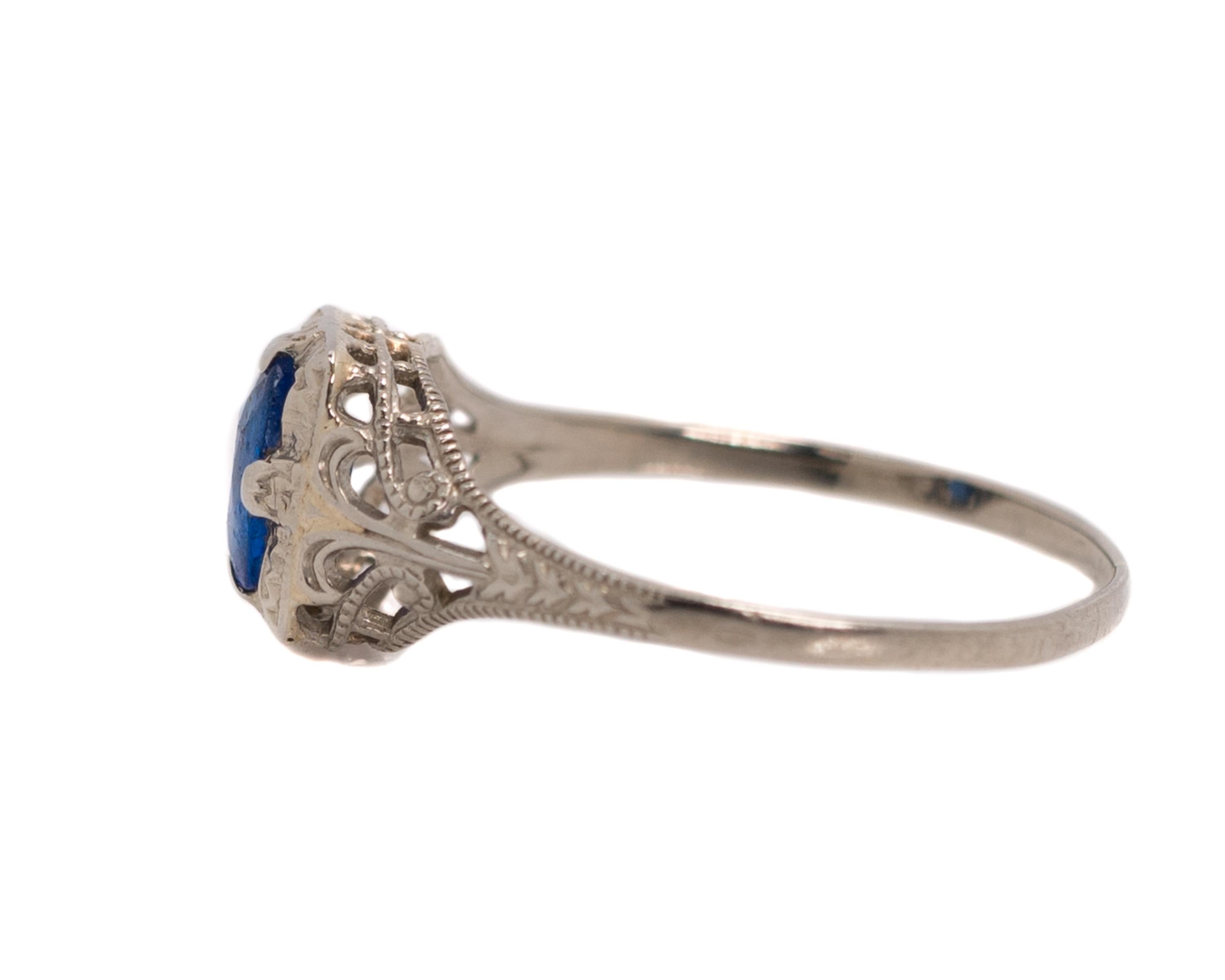 blue sapphire filigree ring