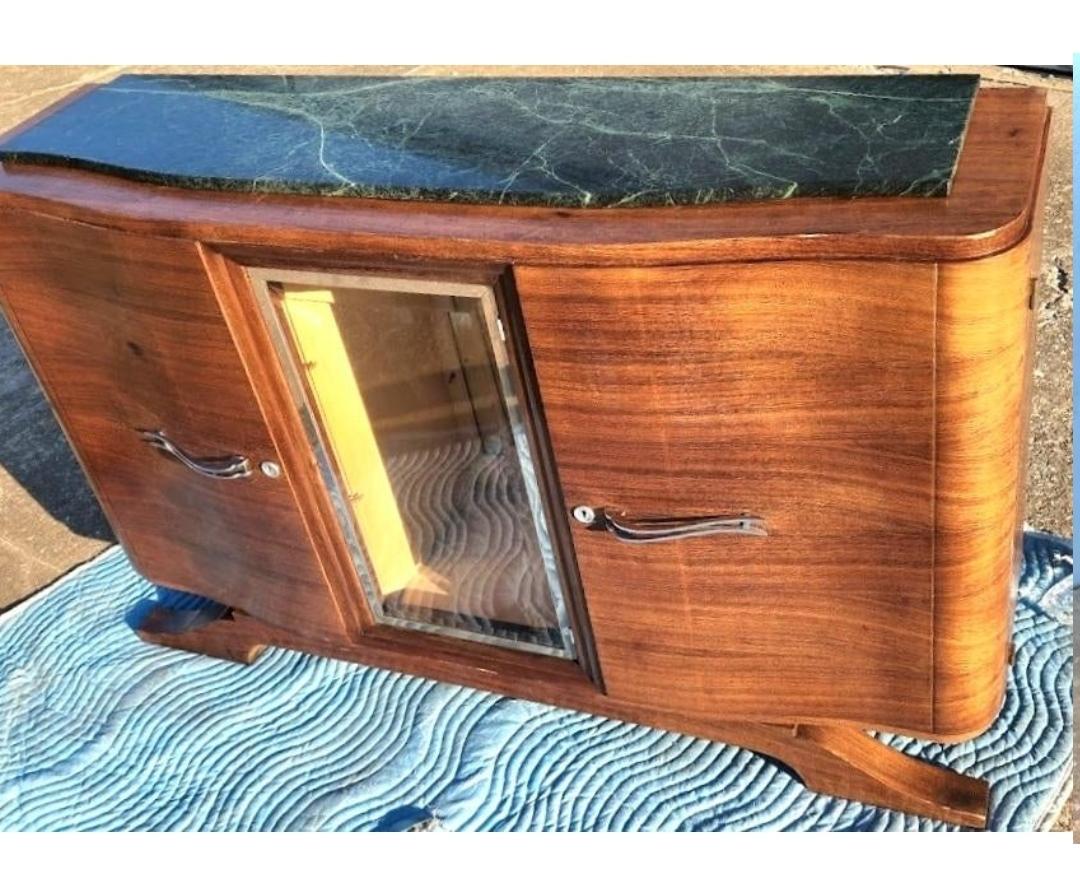 1920s Art Deco Bookmatched Rosewood and Marble Sideboard For Sale 4