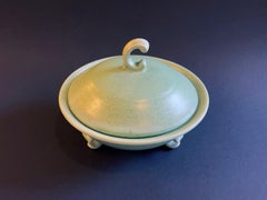 1920s Art Deco Bowl, Pastel Mint Green Glazed Tripod, Korean Vibe, Art Ceramic