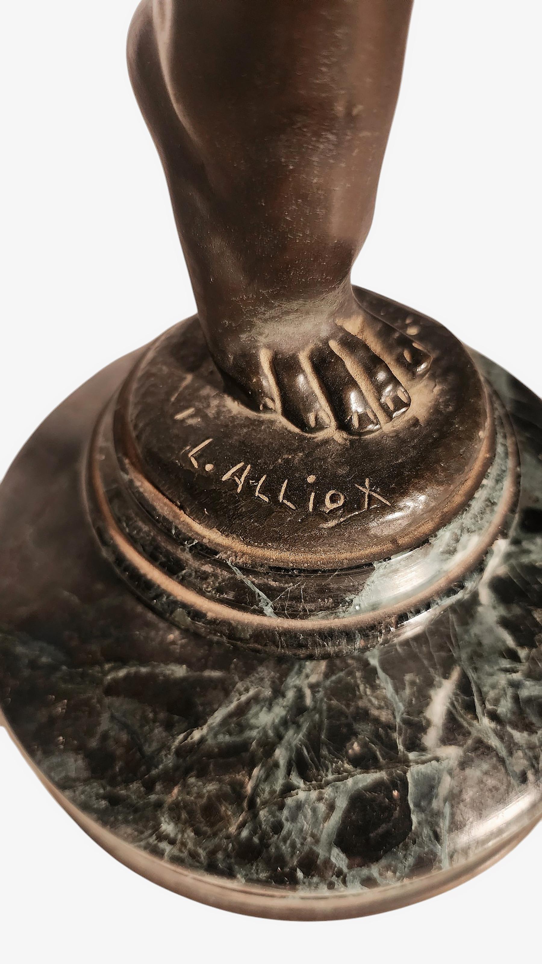 Sculpture en bronze Art Déco des années 1920, Ball and Ball, par Lucien Charles Alliot, France 6