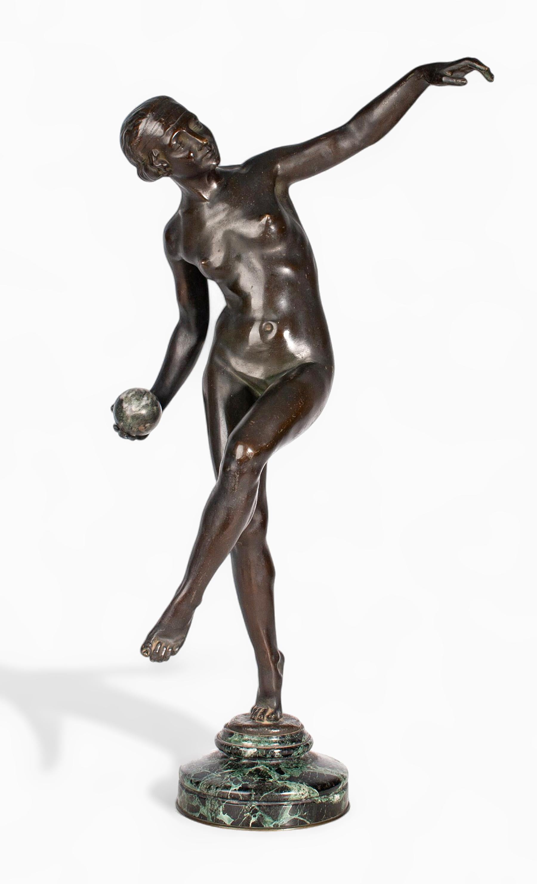 Art déco Sculpture en bronze Art Déco des années 1920, Ball and Ball, par Lucien Charles Alliot, France