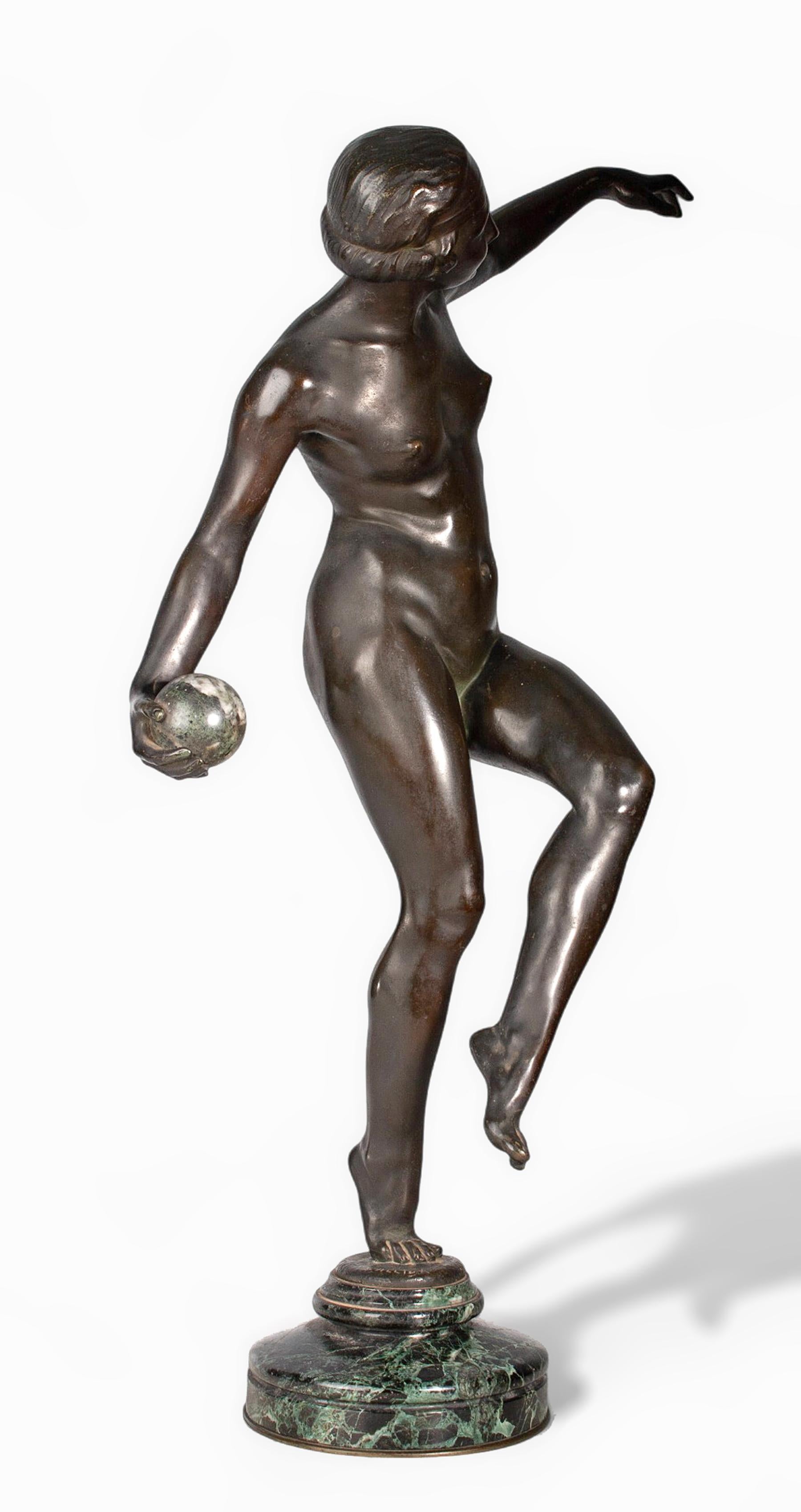 Moulage Sculpture en bronze Art Déco des années 1920, Ball and Ball, par Lucien Charles Alliot, France