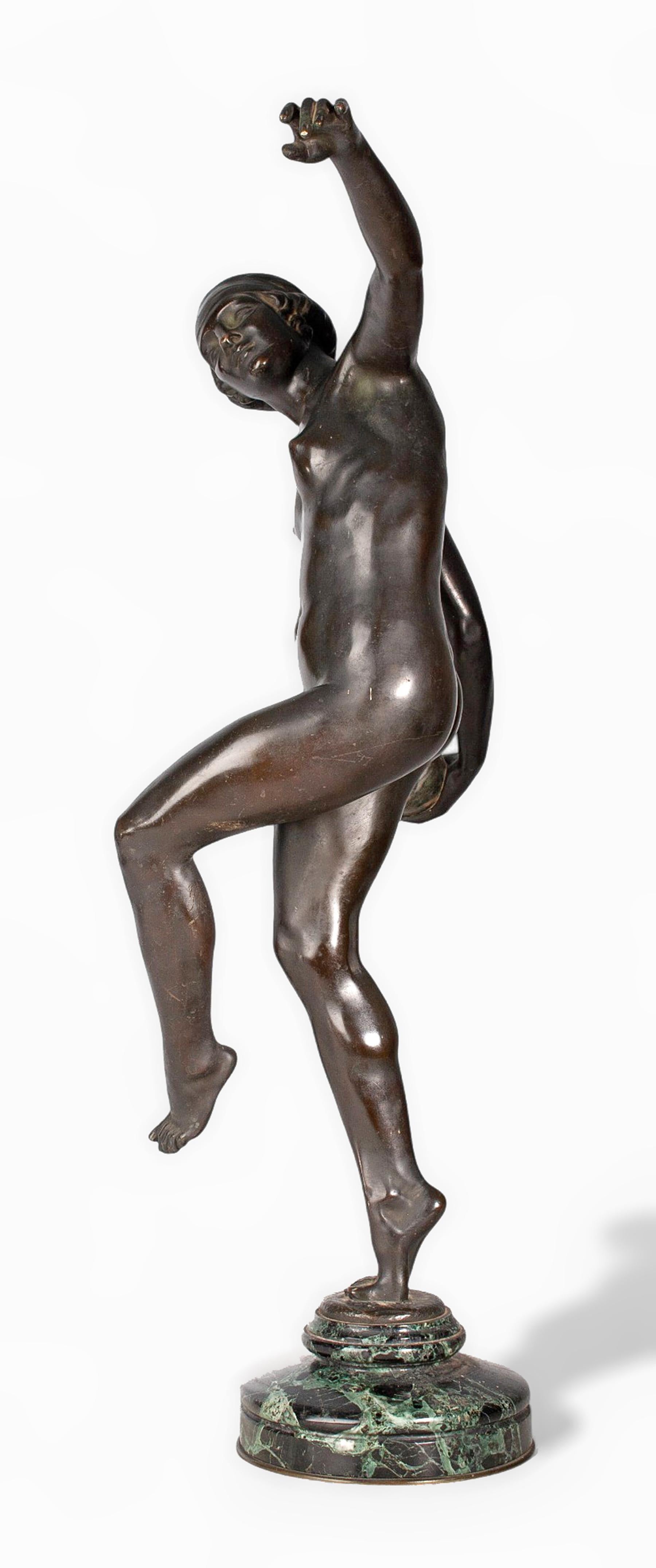 Début du 20ème siècle Sculpture en bronze Art Déco des années 1920, Ball and Ball, par Lucien Charles Alliot, France
