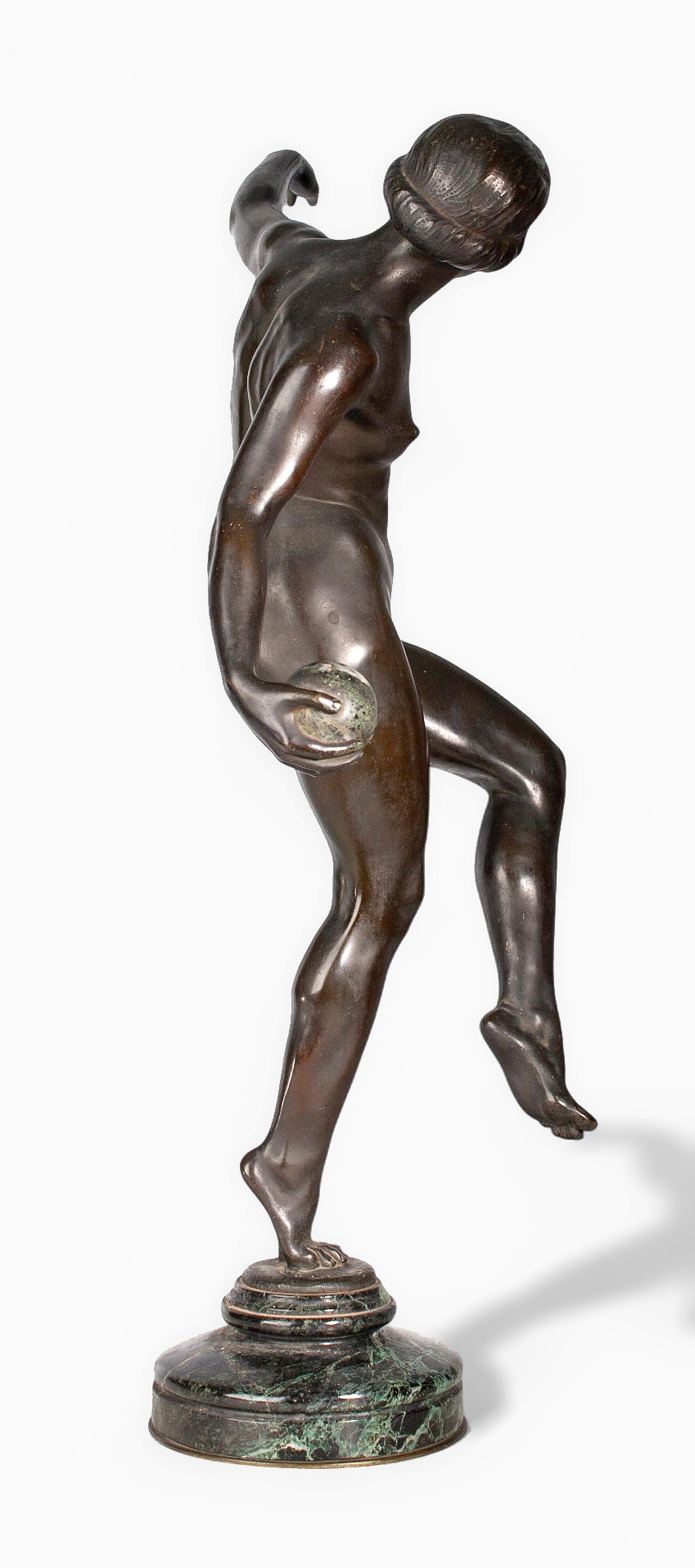 Métal Sculpture en bronze Art Déco des années 1920, Ball and Ball, par Lucien Charles Alliot, France