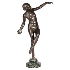 1920s Art Déco Bronze Ball Dancer Sculpture by Lucien Charles Alliot, France