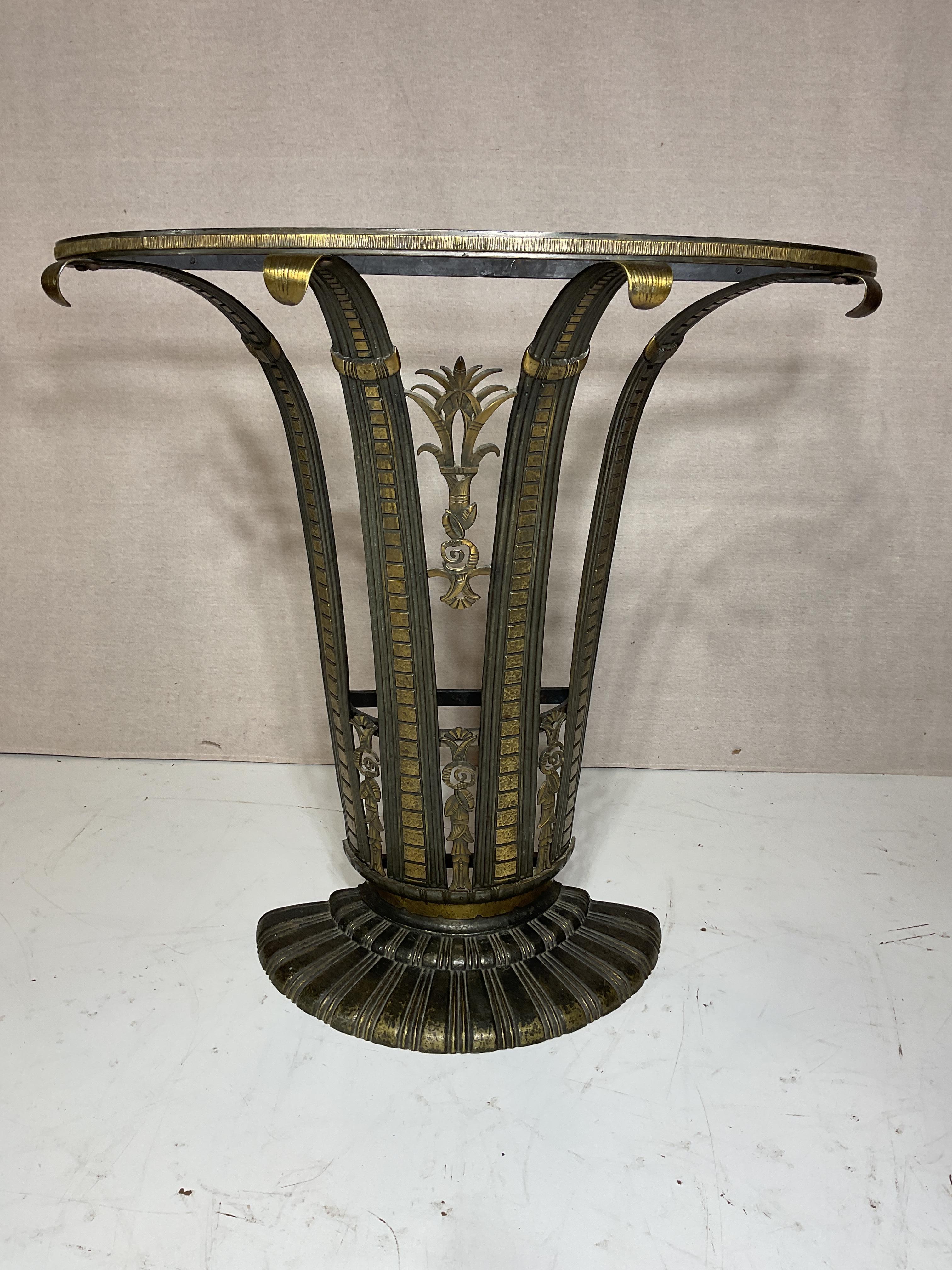 1920s Art Deco Bronze Console and Mirror Set by La Salle Iron Works For Sale 7