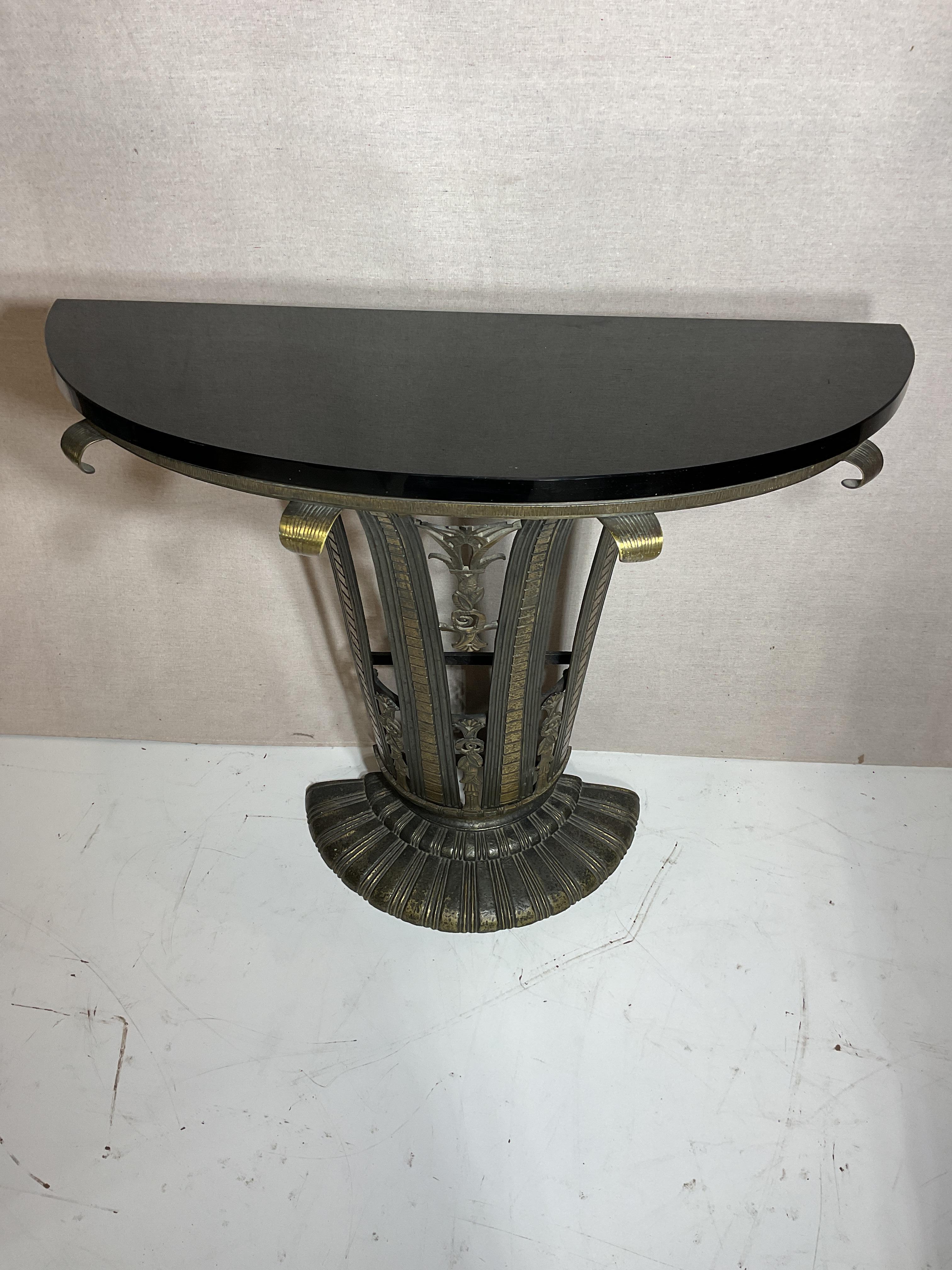 1920s Art Deco Bronze Console and Mirror Set by La Salle Iron Works For Sale 1