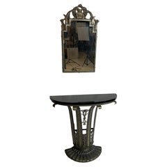 Ensemble console et miroir Art déco des années 1920 par La Salle Iron Works