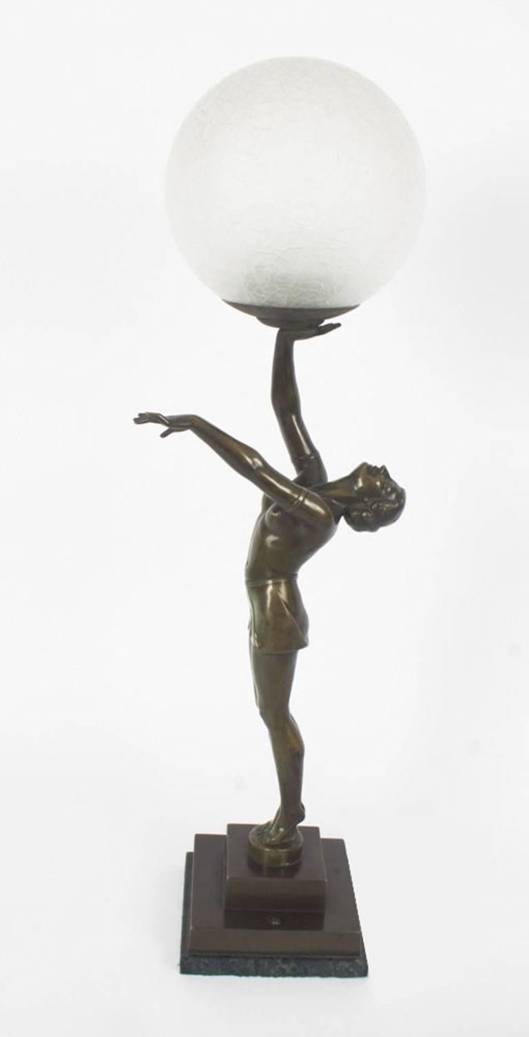 Max Le Verrier - Lampe - Danseuse à la coupe - Marbre, Verre, Métal