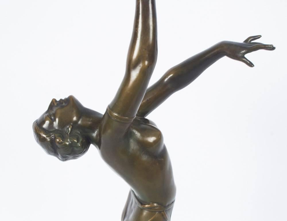 1920s Art Deco Bronze Dancing Lady Lamp In Excellent Condition In London, GB