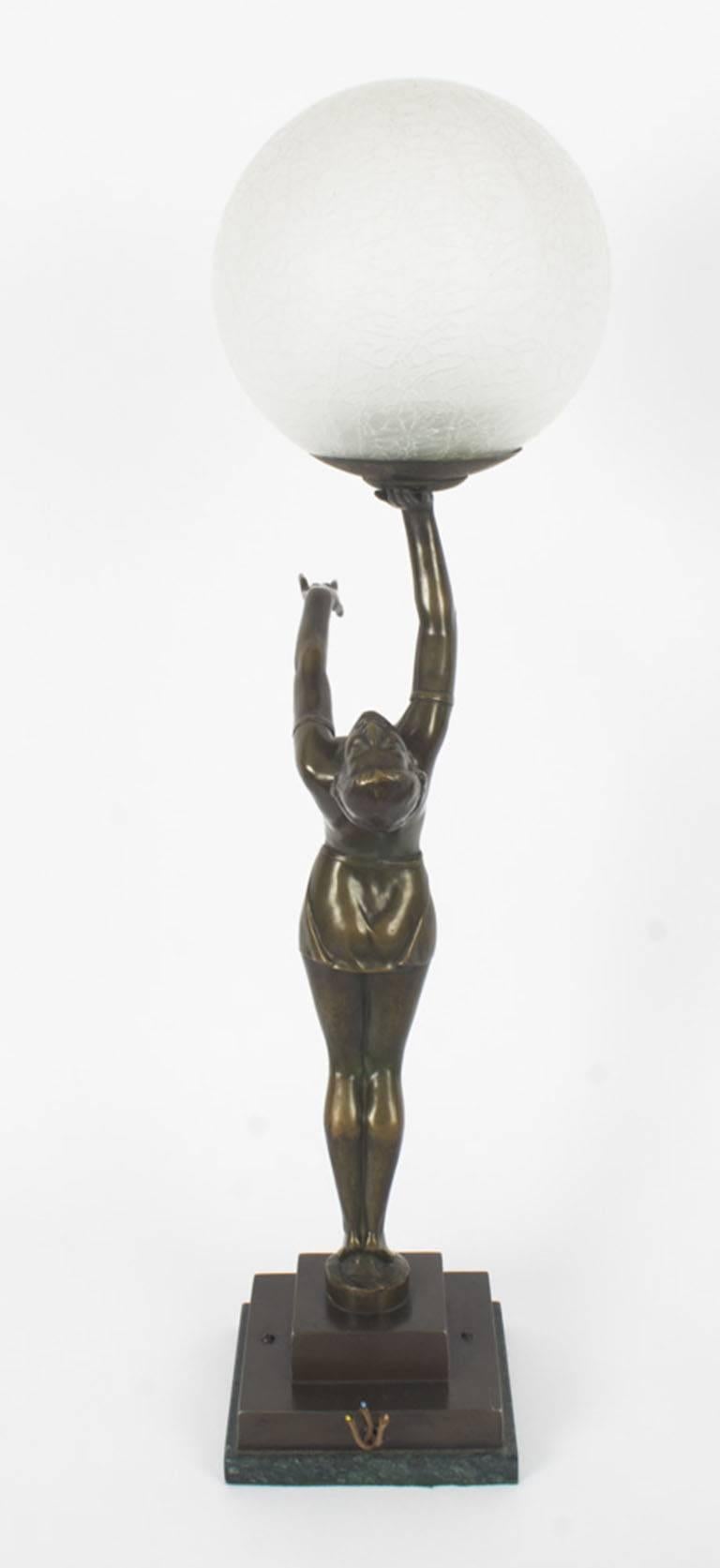 Early 20th Century 1920s Art Deco Bronze Dancing Lady Lamp