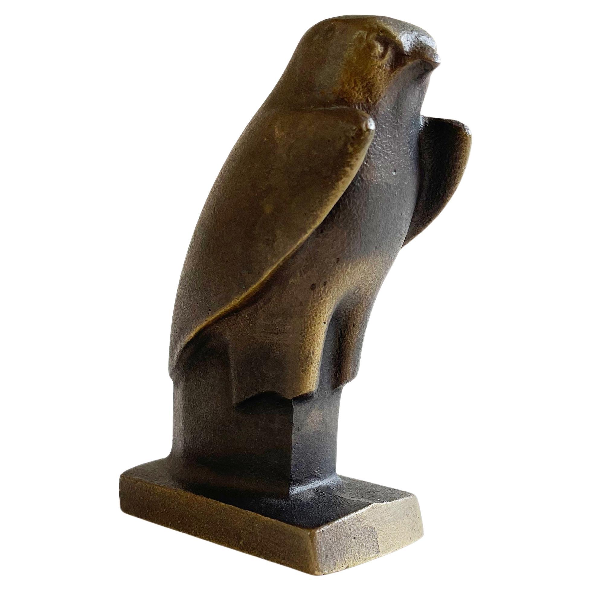 Hand-Crafted 1920s Art Deco Bronze Falcon, Marked, after Antique Horus, Keuco Germany