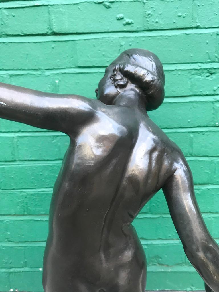1920's Art Deco Bronze of a Dancing Last In Good Condition For Sale In Southall, GB