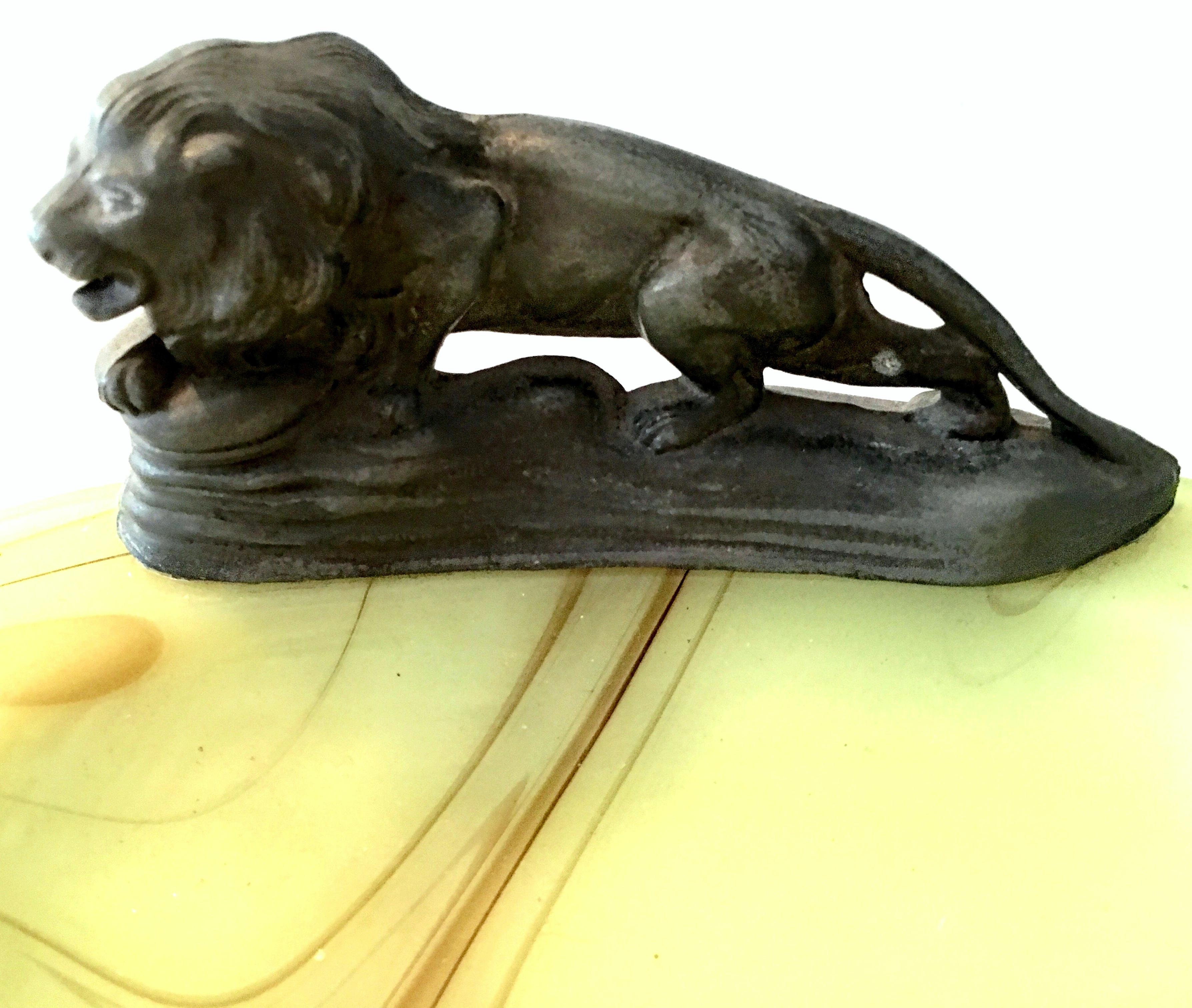 1920'S Art Deco Bronze Lion On Onyx Sculpture 1