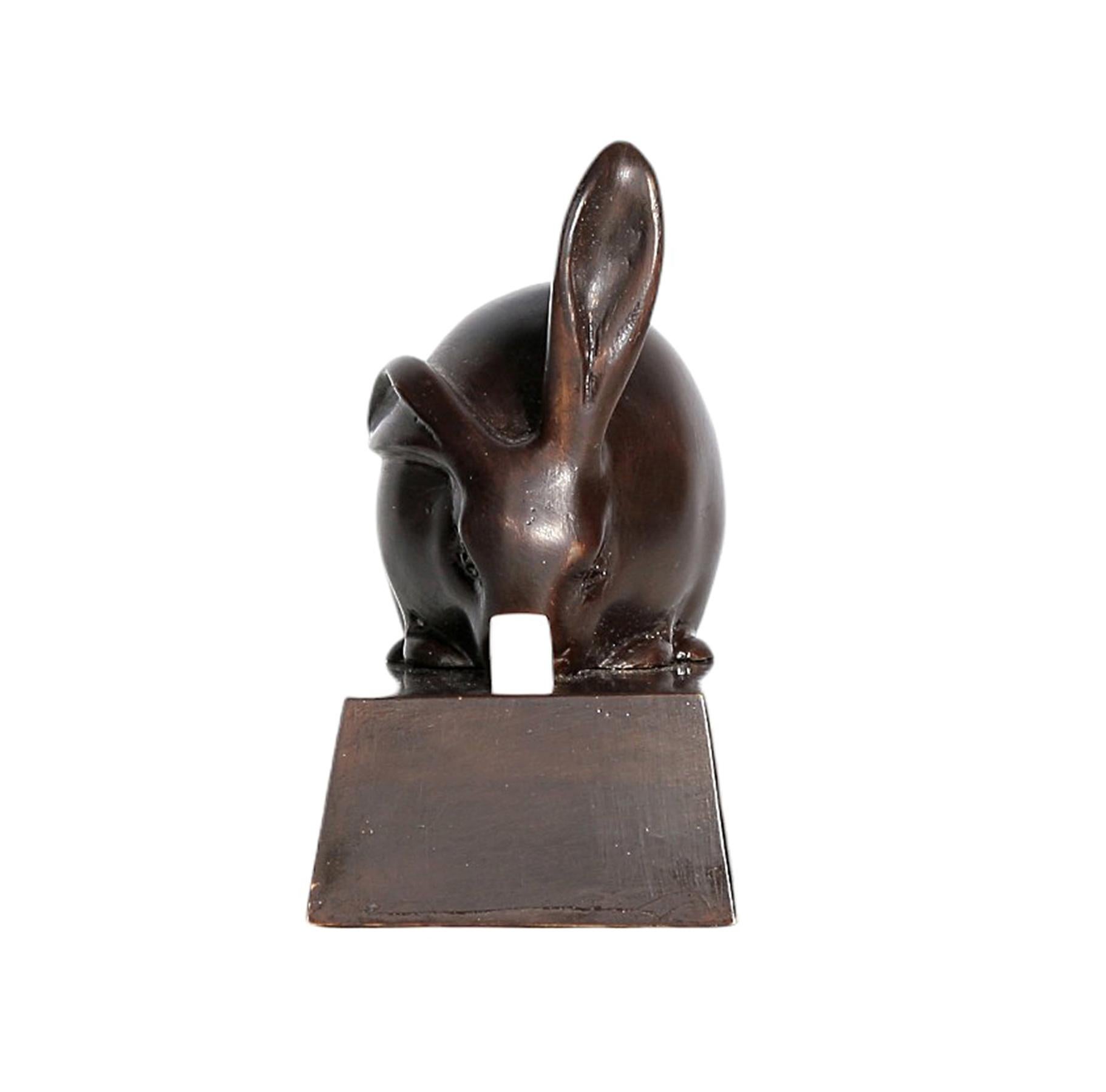 Art Deco 1920s Art Déco Bronze Rabbit Bell Ring by E.M. Sandoz for Susse Frères, France For Sale