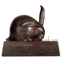 Antique 1920s Art Déco Bronze Rabbit Bell Ring by E.M. Sandoz for Susse Frères, France