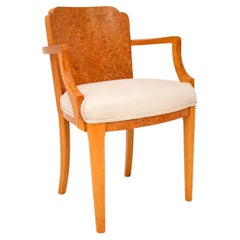 Antique 1920's Art Deco Burr Walnut Armchair / Desk Chair