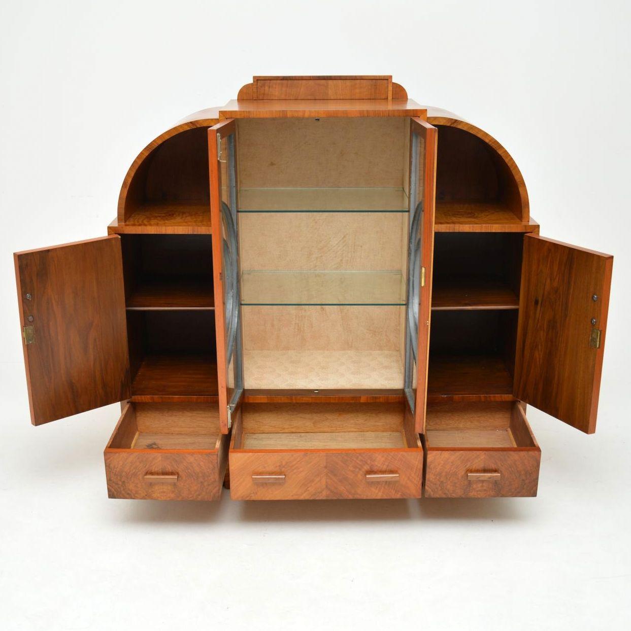 English 1920s Art Deco Burr Walnut Cabinet