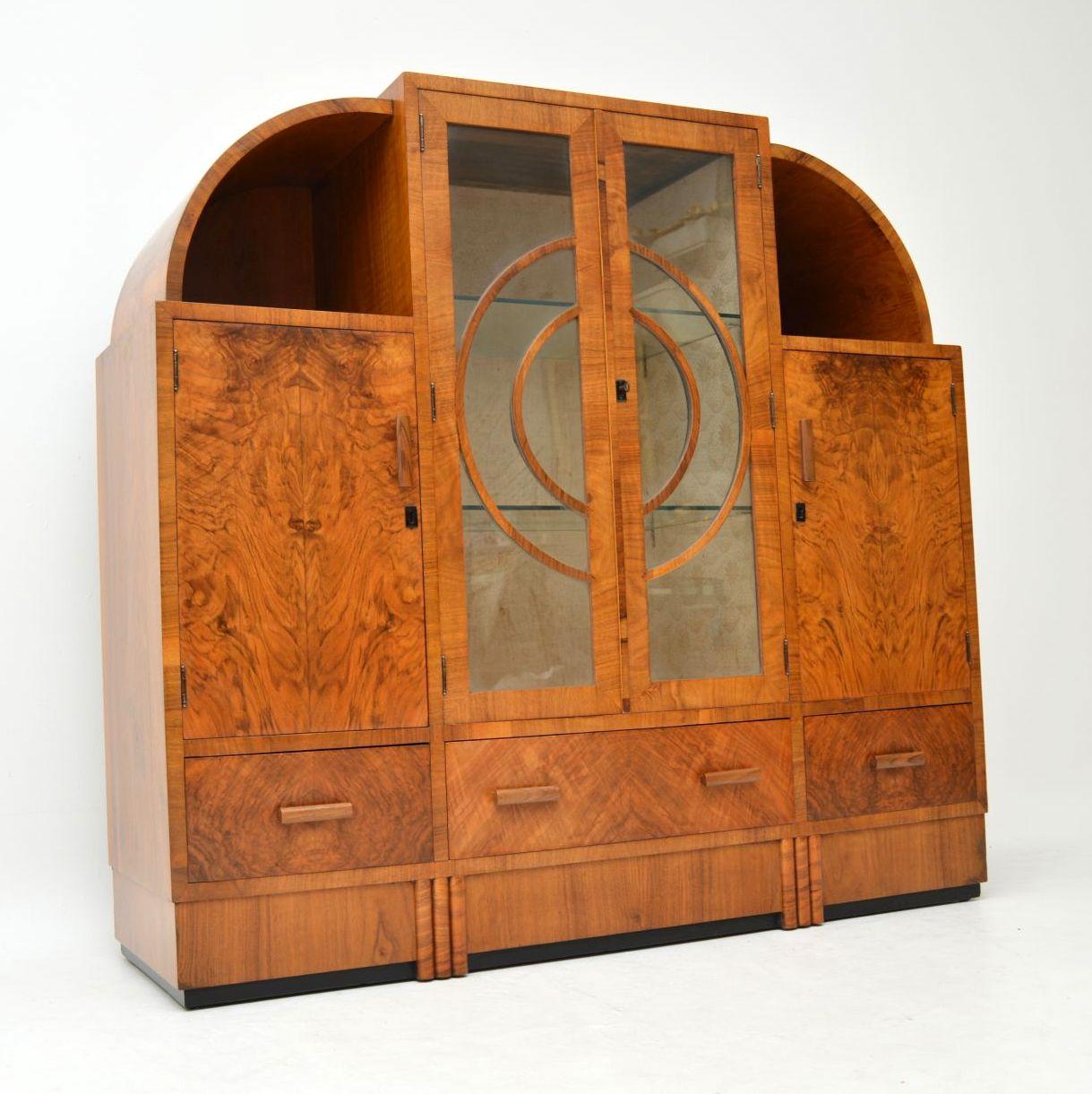 1920s Art Deco Burr Walnut Cabinet In Good Condition In London, GB