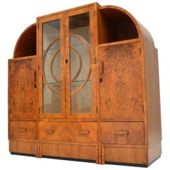 Antique 1920s Art Deco Burr Walnut Cabinet
