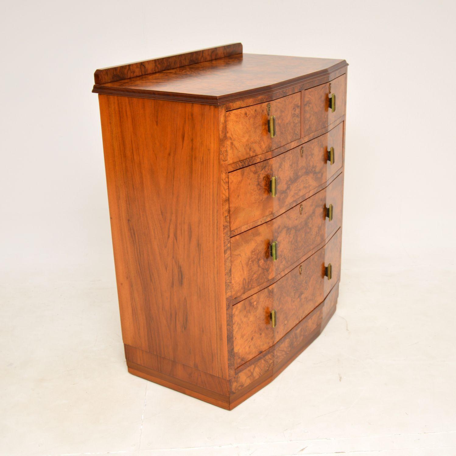 Early 20th Century 1920s Art Deco Burr Walnut Chest of Drawers